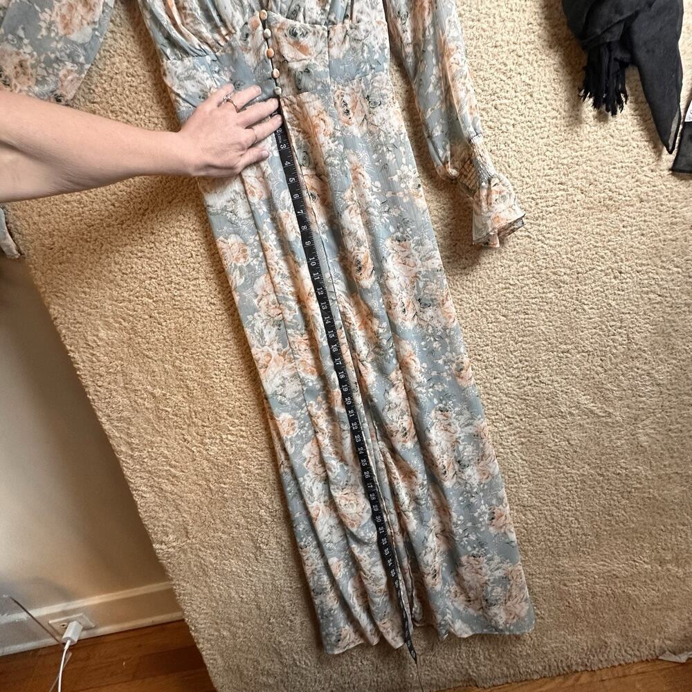 Floral Longline Duster Kimono Boho Sheer Lightweight Cover Up Women’s M - Picture 14 of 15